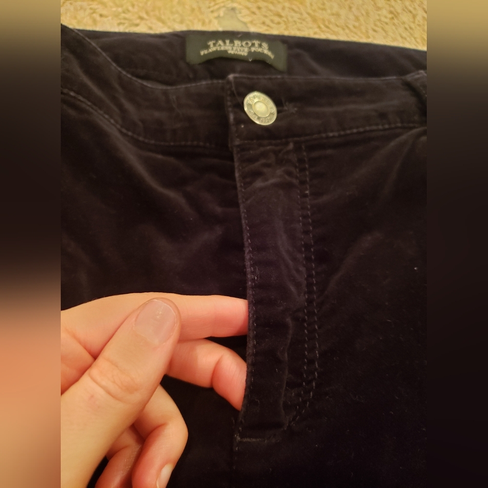 Talbots Flawless Five Pocket Black Velvety Pants Women's Size 14P Straight Leg - Picture 2 of 13